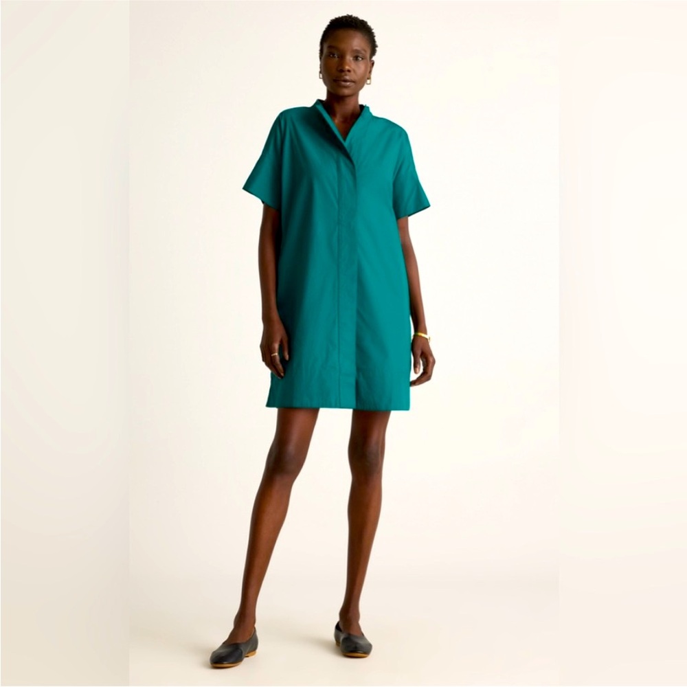Quince Women's 100% Organic Cotton Short Sleeve Shirt Tunic Dress Size M